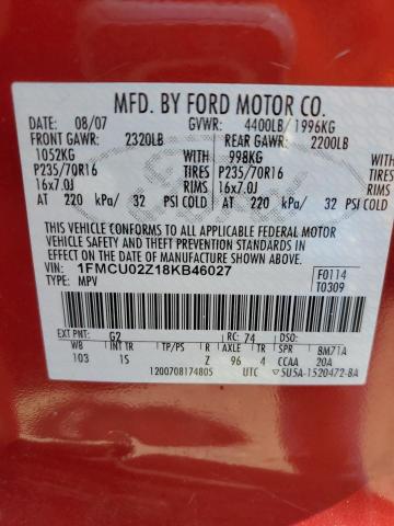 Photo 12 VIN: 1FMCU02Z18KB46027 - FORD ESCAPE XLS 