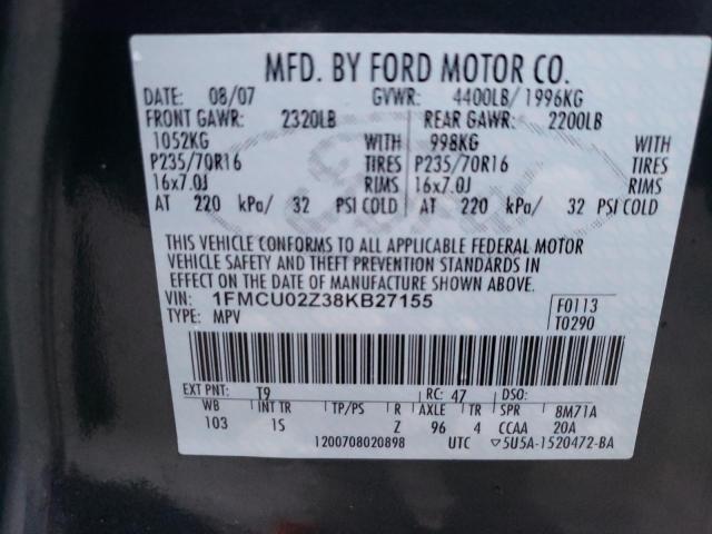 Photo 12 VIN: 1FMCU02Z38KB27155 - FORD ESCAPE 