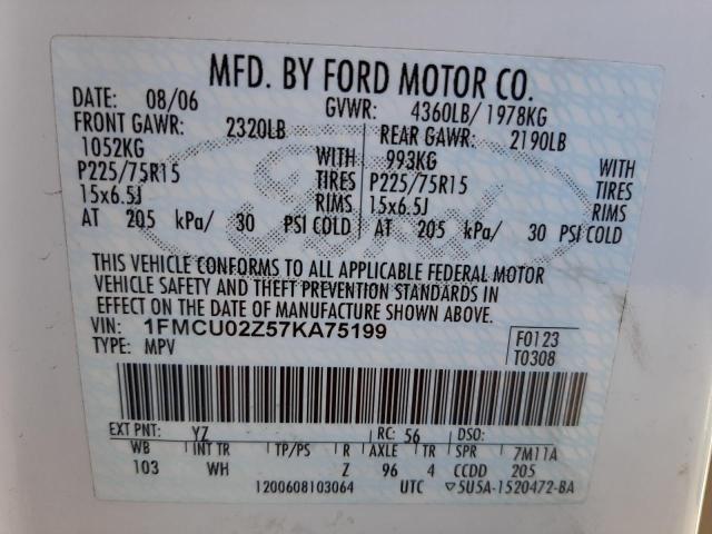 Photo 9 VIN: 1FMCU02Z57KA75199 - FORD ESCAPE XLS 