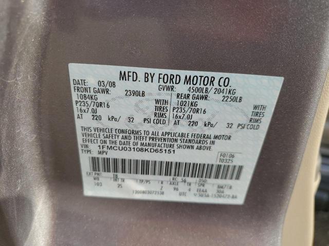 Photo 12 VIN: 1FMCU03108KD65151 - FORD ESCAPE XLT 