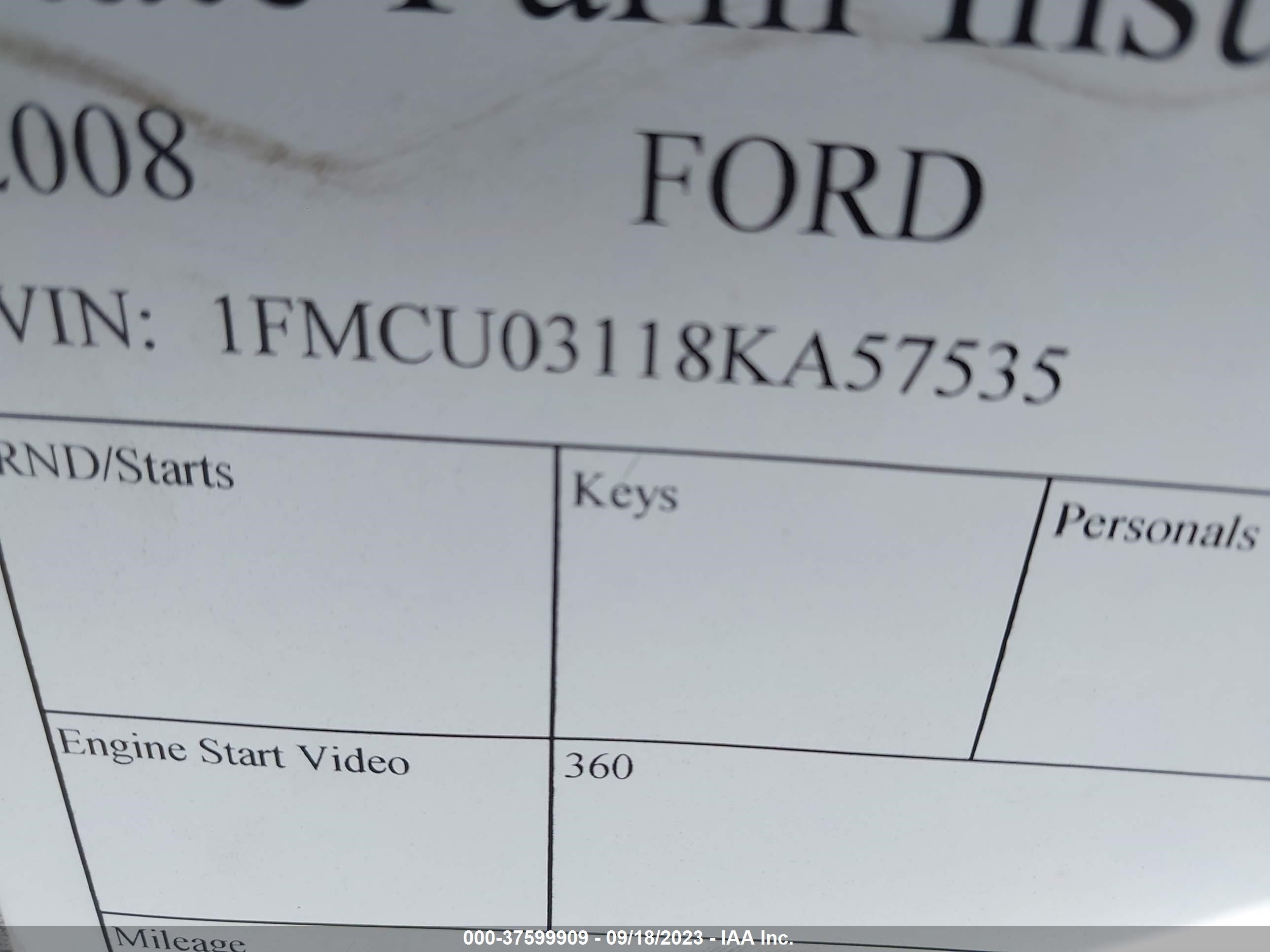 Photo 8 VIN: 1FMCU03118KA57535 - FORD ESCAPE 