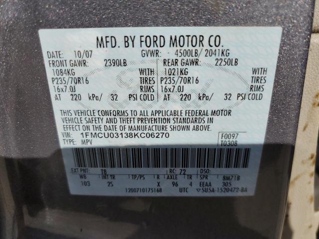 Photo 12 VIN: 1FMCU03138KC06270 - FORD ESCAPE XLT 