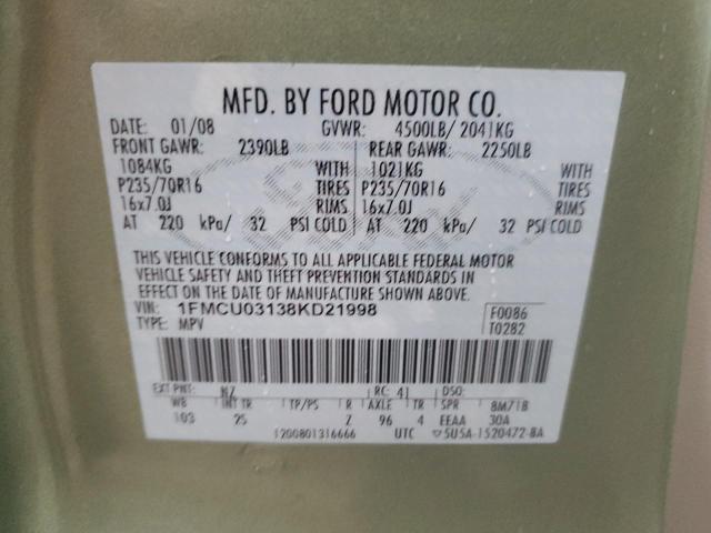 Photo 12 VIN: 1FMCU03138KD21998 - FORD ESCAPE XLT 