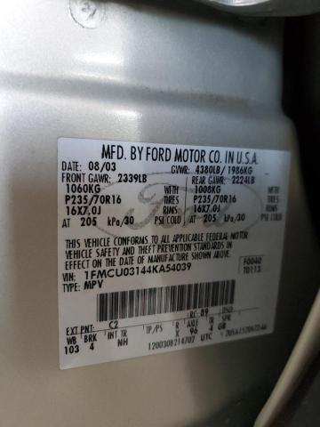 Photo 11 VIN: 1FMCU03144KA54039 - FORD ESCAPE XLT 