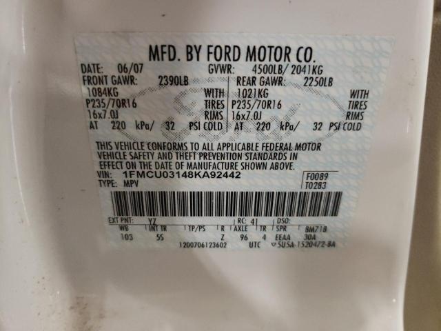 Photo 12 VIN: 1FMCU03148KA92442 - FORD ESCAPE 