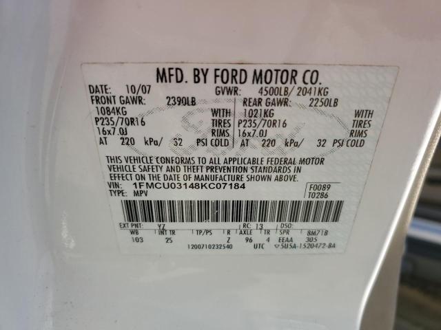 Photo 11 VIN: 1FMCU03148KC07184 - FORD ESCAPE XLT 