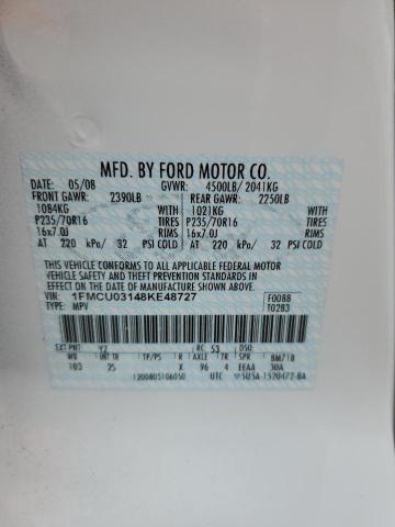 Photo 12 VIN: 1FMCU03148KE48727 - FORD ESCAPE XLT 