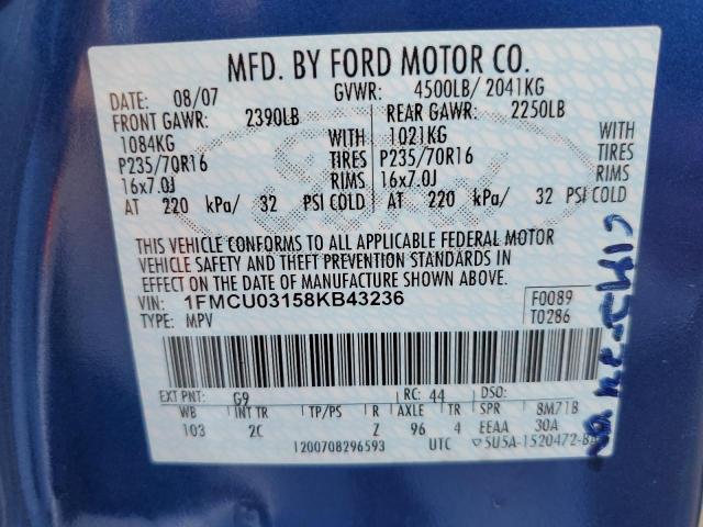 Photo 11 VIN: 1FMCU03158KB43236 - FORD ESCAPE 