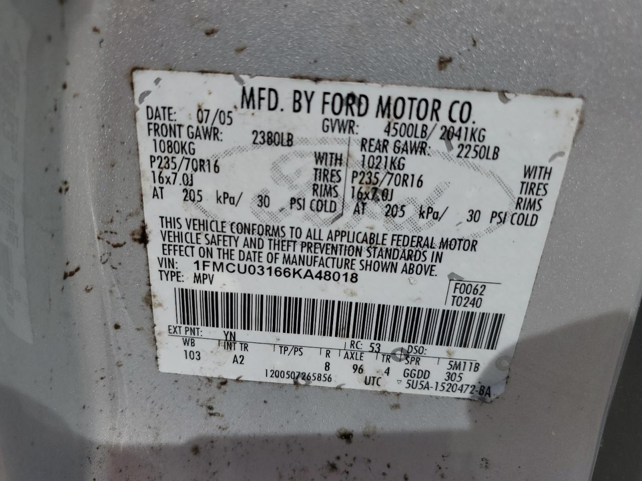 Photo 12 VIN: 1FMCU03166KA48018 - FORD ESCAPE 