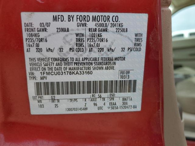 Photo 12 VIN: 1FMCU03178KA33160 - FORD ESCAPE 