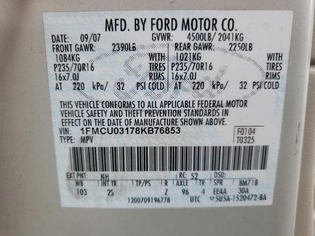 Photo 12 VIN: 1FMCU03178KB76853 - FORD ESCAPE 