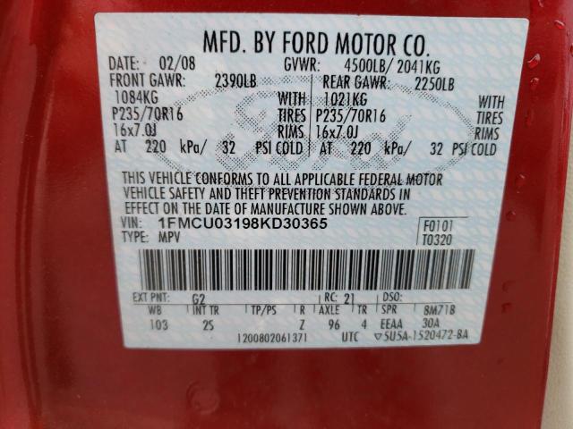 Photo 12 VIN: 1FMCU03198KD30365 - FORD ESCAPE 