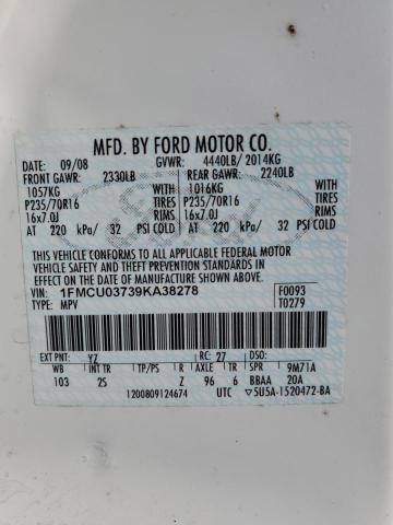 Photo 12 VIN: 1FMCU03739KA38278 - FORD ESCAPE 