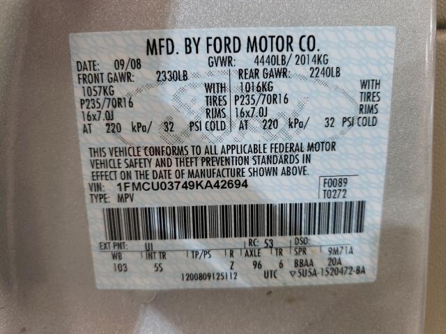 Photo 9 VIN: 1FMCU03749KA42694 - FORD ESCAPE XLT 