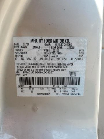 Photo 12 VIN: 1FMCU03G09KD04257 - FORD ESCAPE XLT 