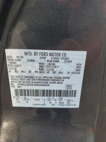 Photo 11 VIN: 1FMCU03G19KA43639 - FORD ESCAPE XLT 