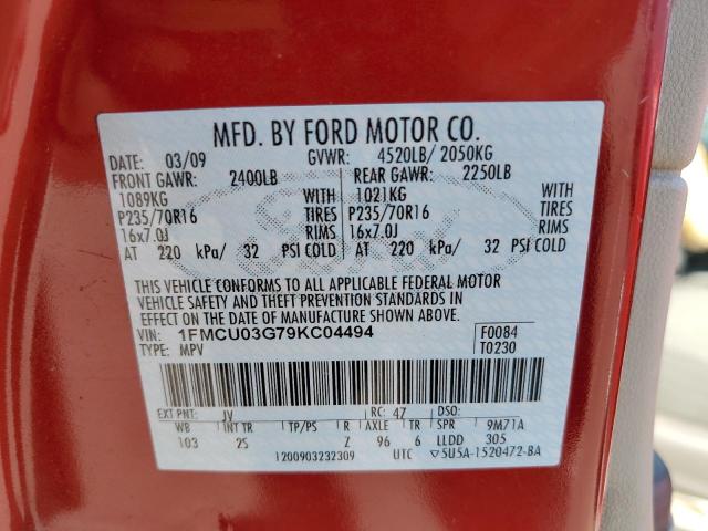 Photo 12 VIN: 1FMCU03G79KC04494 - FORD ESCAPE XLT 