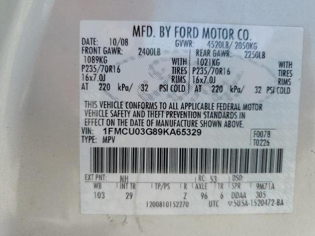 Photo 12 VIN: 1FMCU03G89KA65329 - FORD ESCAPE XLT 