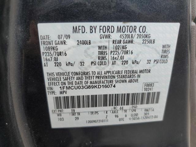 Photo 12 VIN: 1FMCU03G89KD16074 - FORD ESCAPE 