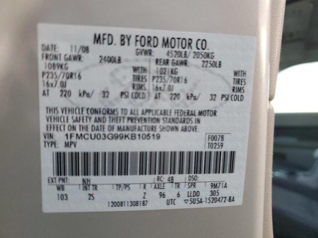 Photo 11 VIN: 1FMCU03G99KB10519 - FORD ESCAPE XLT 