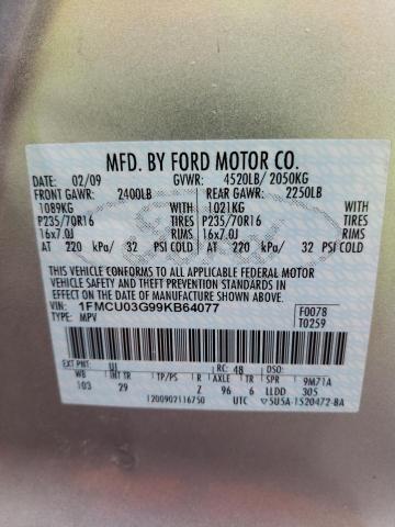 Photo 12 VIN: 1FMCU03G99KB64077 - FORD ESCAPE XLT 