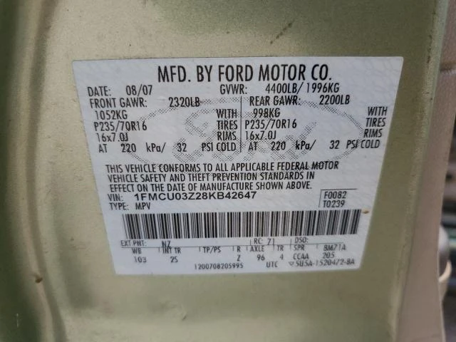 Photo 12 VIN: 1FMCU03Z28KB42647 - FORD ESCAPE XLT 