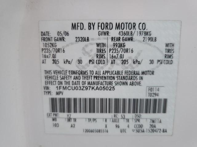 Photo 13 VIN: 1FMCU03Z97KA05025 - FORD ESCAPE 