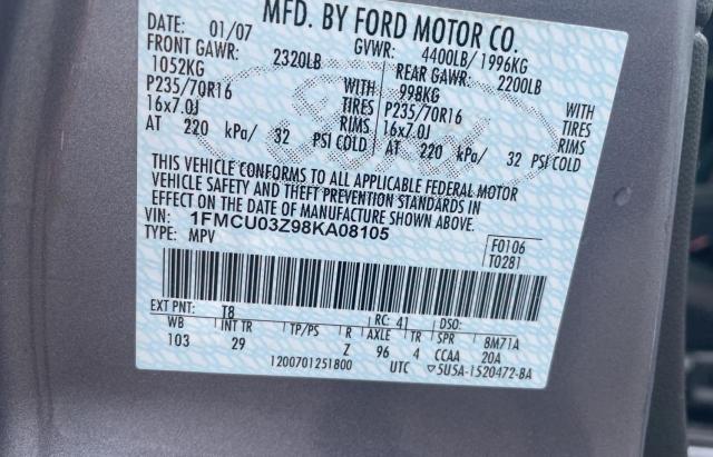 Photo 9 VIN: 1FMCU03Z98KA08105 - FORD ESCAPE XLT 