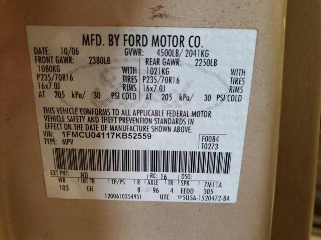 Photo 12 VIN: 1FMCU04117KB52559 - FORD ESCAPE LIM 