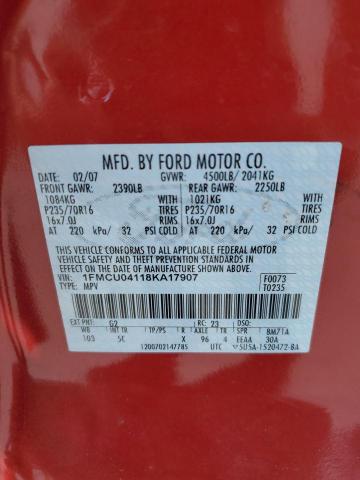 Photo 11 VIN: 1FMCU04118KA17907 - FORD ESCAPE 