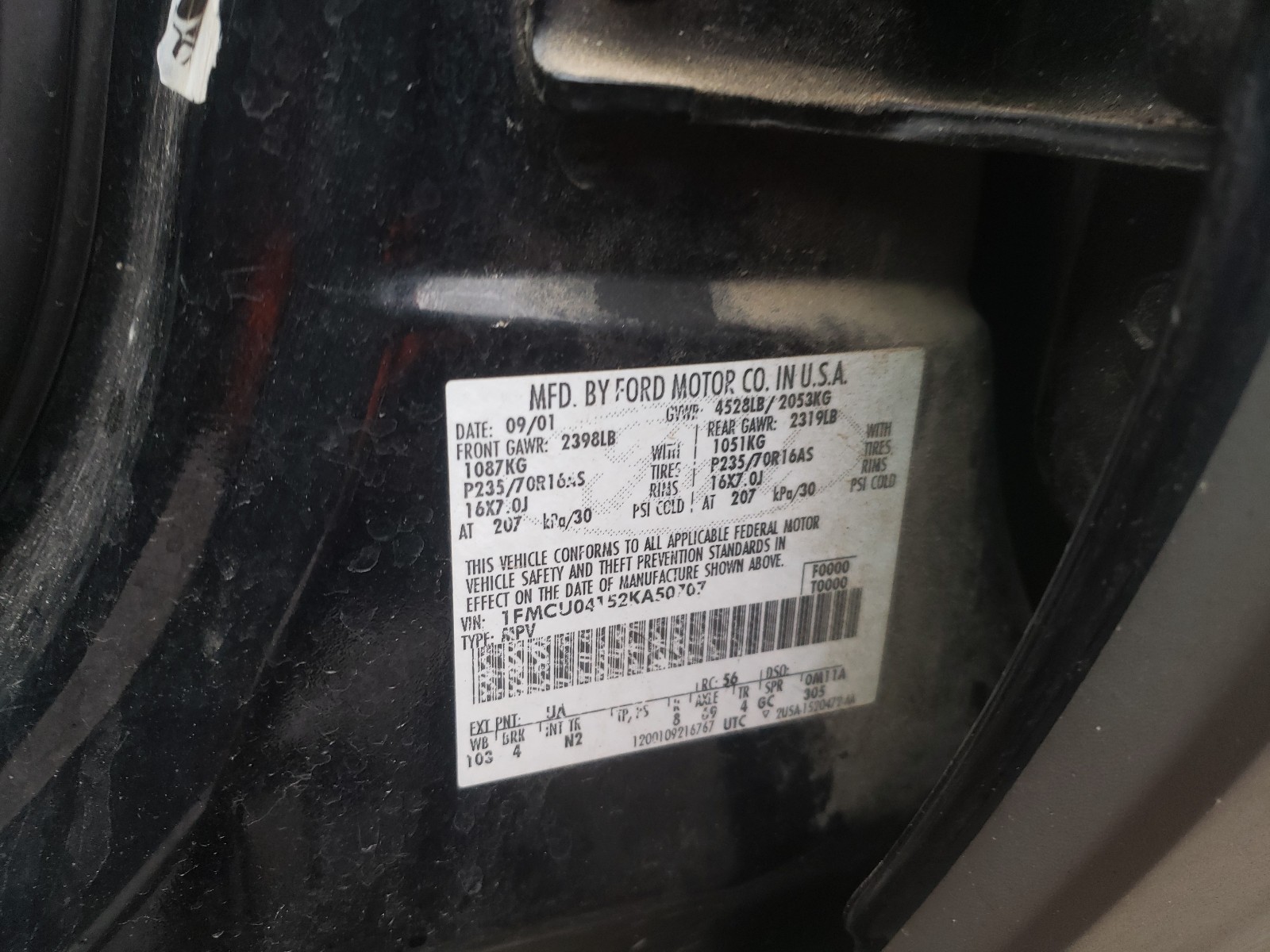 Photo 9 VIN: 1FMCU04152KA50707 - FORD ESCAPE XLT 