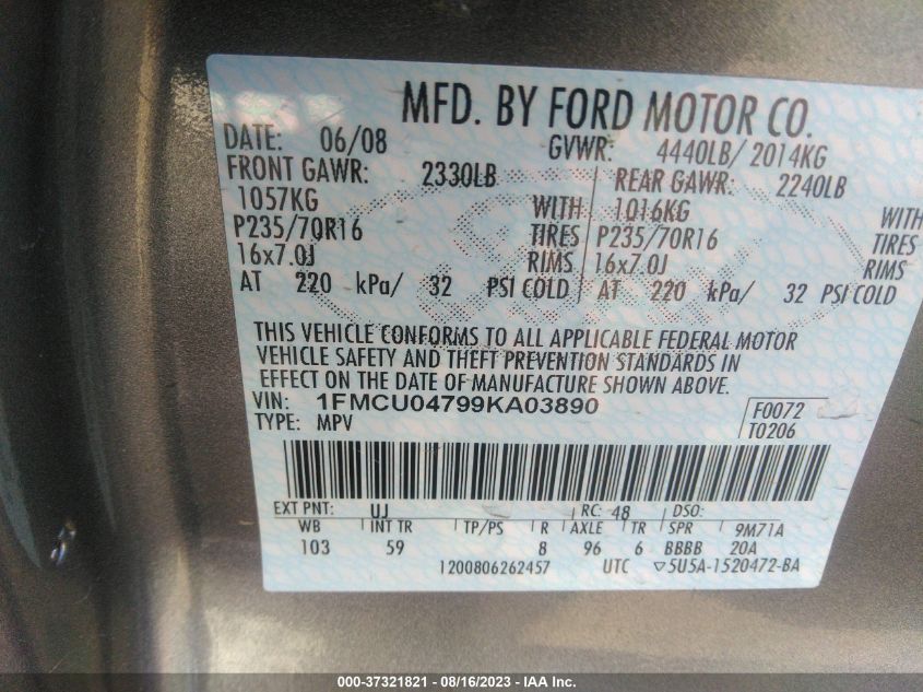 Photo 8 VIN: 1FMCU04799KA03890 - FORD ESCAPE 