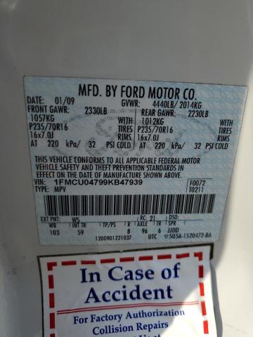 Photo 11 VIN: 1FMCU04799KB47939 - FORD ESCAPE 