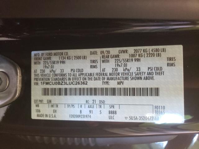 Photo 9 VIN: 1FMCU0BZ3LUC26362 - FORD ESCAPE SE 