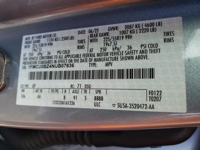 Photo 11 VIN: 1FMCU0BZ4NUB07836 - FORD ESCAPE SE 