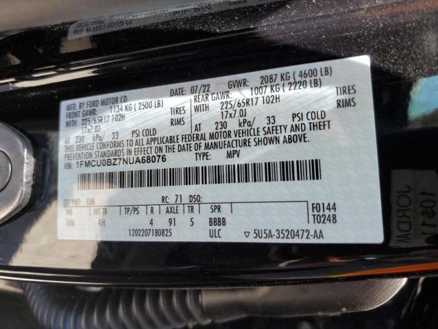 Photo 12 VIN: 1FMCU0BZ7NUA68076 - FORD ESCAPE SE 