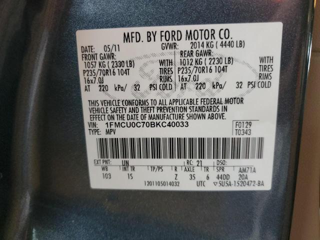 Photo 13 VIN: 1FMCU0C70BKC40033 - FORD ESCAPE XLS 