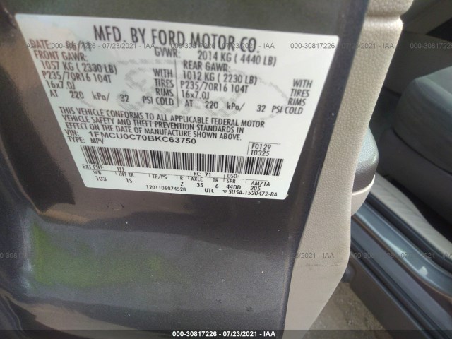 Photo 8 VIN: 1FMCU0C70BKC63750 - FORD ESCAPE 