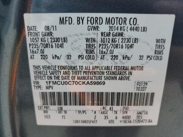 Photo 12 VIN: 1FMCU0C70CKA59869 - FORD ESCAPE 