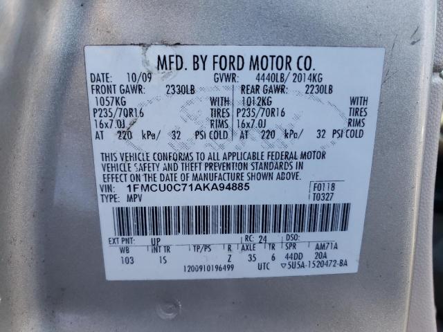 Photo 9 VIN: 1FMCU0C71AKA94885 - FORD ESCAPE XLS 