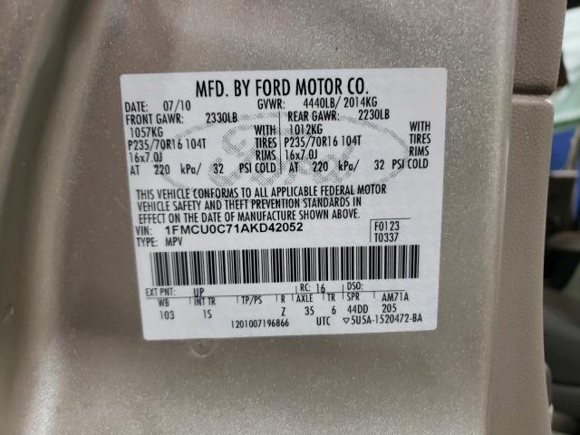 Photo 9 VIN: 1FMCU0C71AKD42052 - FORD ESCAPE XLS 