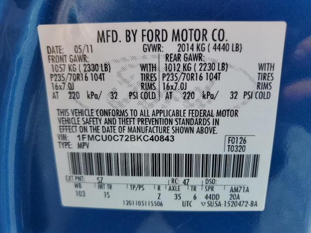 Photo 12 VIN: 1FMCU0C72BKC40843 - FORD ESCAPE 