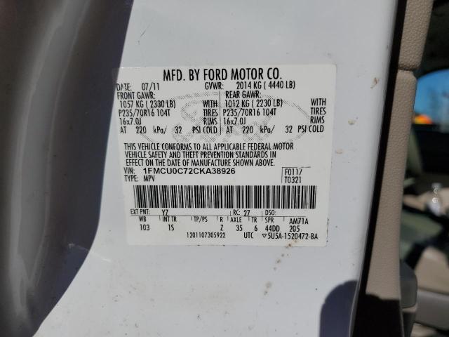 Photo 12 VIN: 1FMCU0C72CKA38926 - FORD ESCAPE XLS 