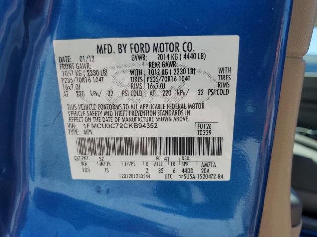 Photo 12 VIN: 1FMCU0C72CKB94352 - FORD ESCAPE XLS 