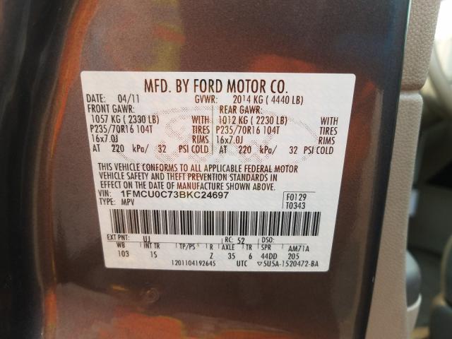 Photo 9 VIN: 1FMCU0C73BKC24697 - FORD ESCAPE XLS 