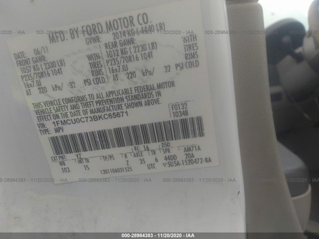 Photo 8 VIN: 1FMCU0C73BKC65671 - FORD ESCAPE 