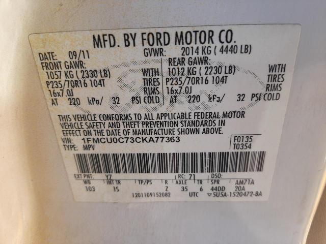 Photo 9 VIN: 1FMCU0C73CKA77363 - FORD ESCAPE XLS 