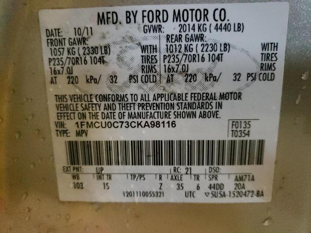 Photo 9 VIN: 1FMCU0C73CKA98116 - FORD ESCAPE XLS 