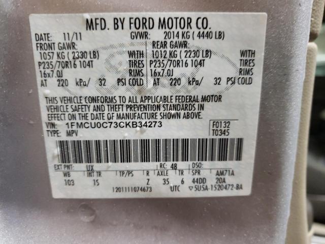 Photo 13 VIN: 1FMCU0C73CKB34273 - FORD ESCAPE XLS 