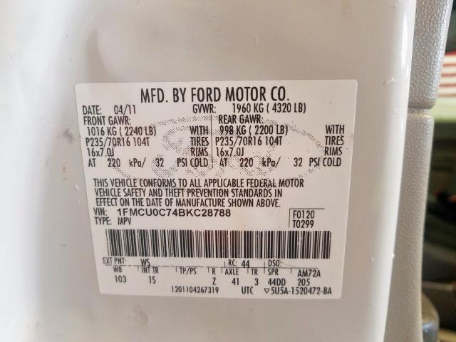 Photo 9 VIN: 1FMCU0C74BKC28788 - FORD ESCAPE XLS 